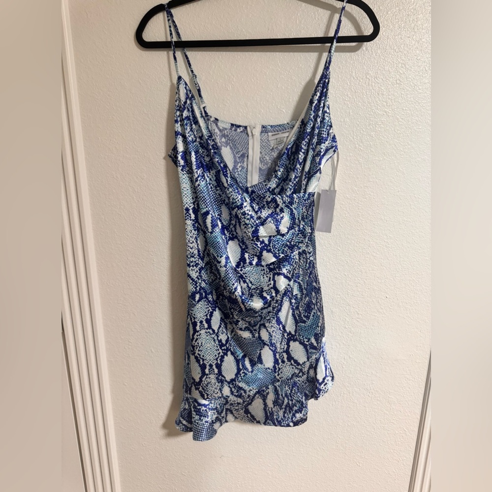 Blue snake print mini dress